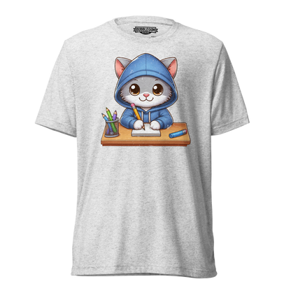 Grey Kitten Doing School - Unisex Triblend Tee