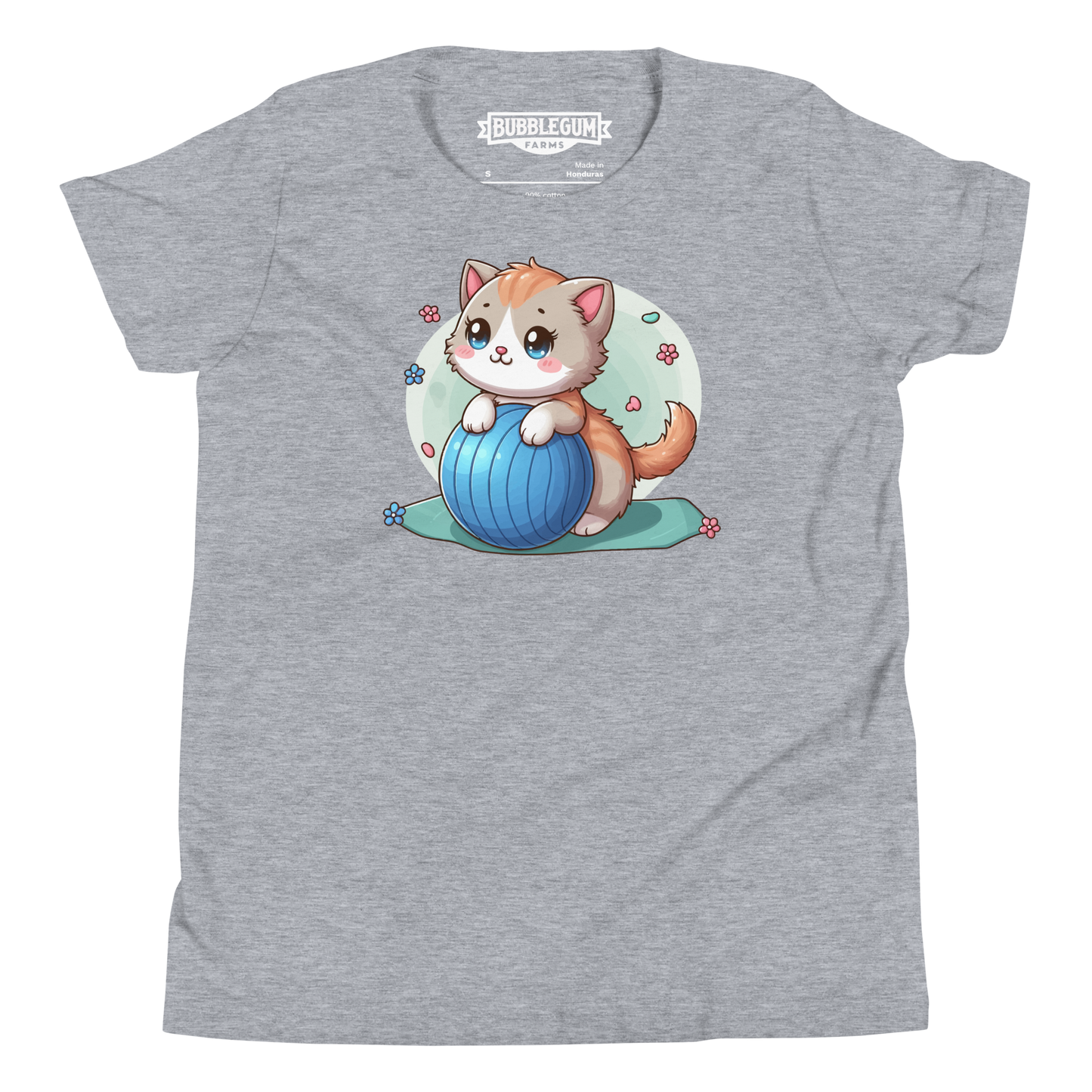 Brown Kitten on Blue Ball - Youth Staple Tee