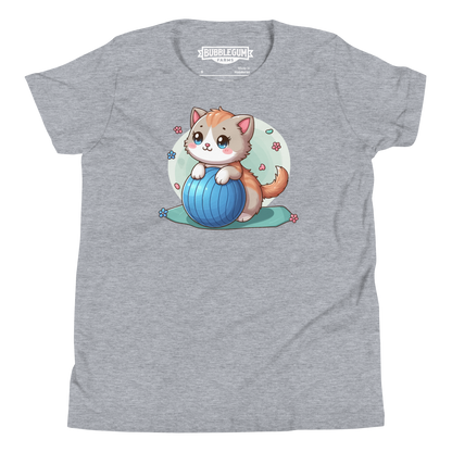 Brown Kitten on Blue Ball - Youth Staple Tee