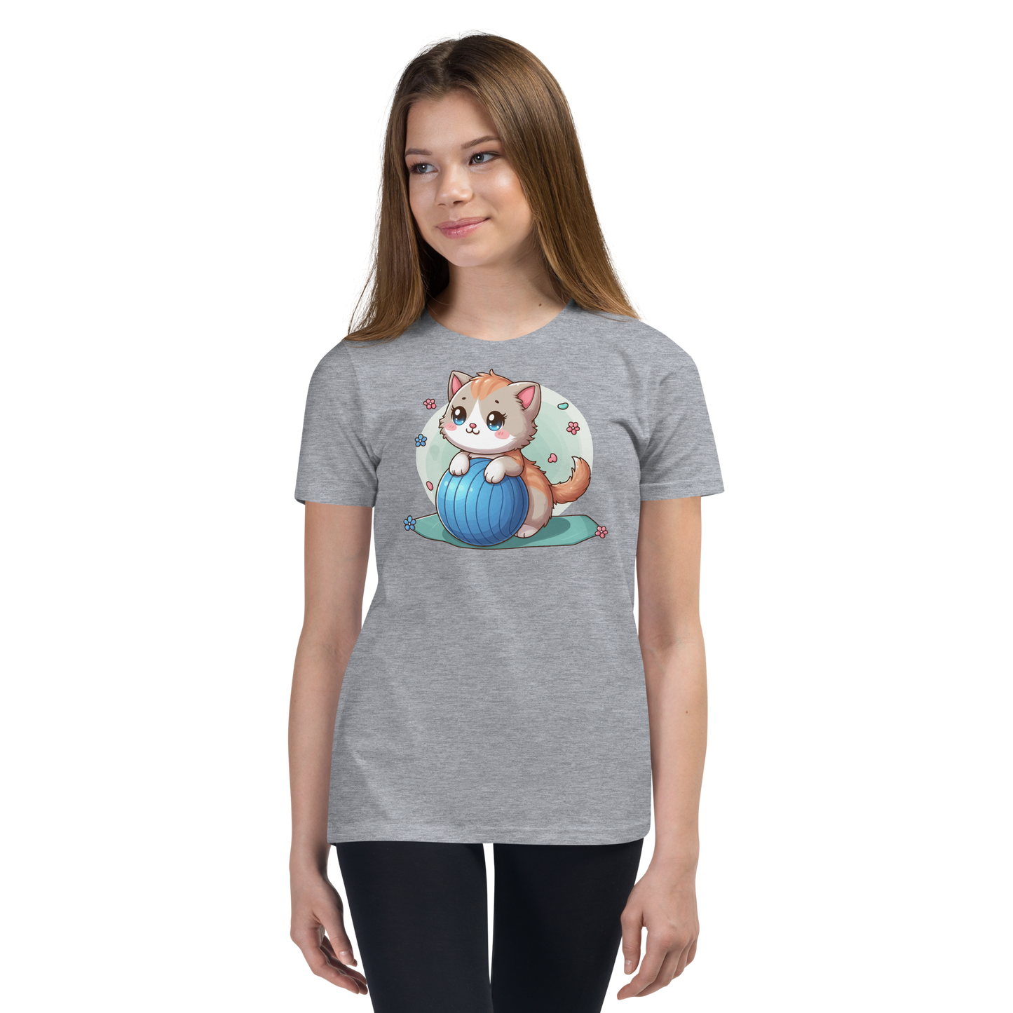 Brown Kitten on Blue Ball - Youth Staple Tee
