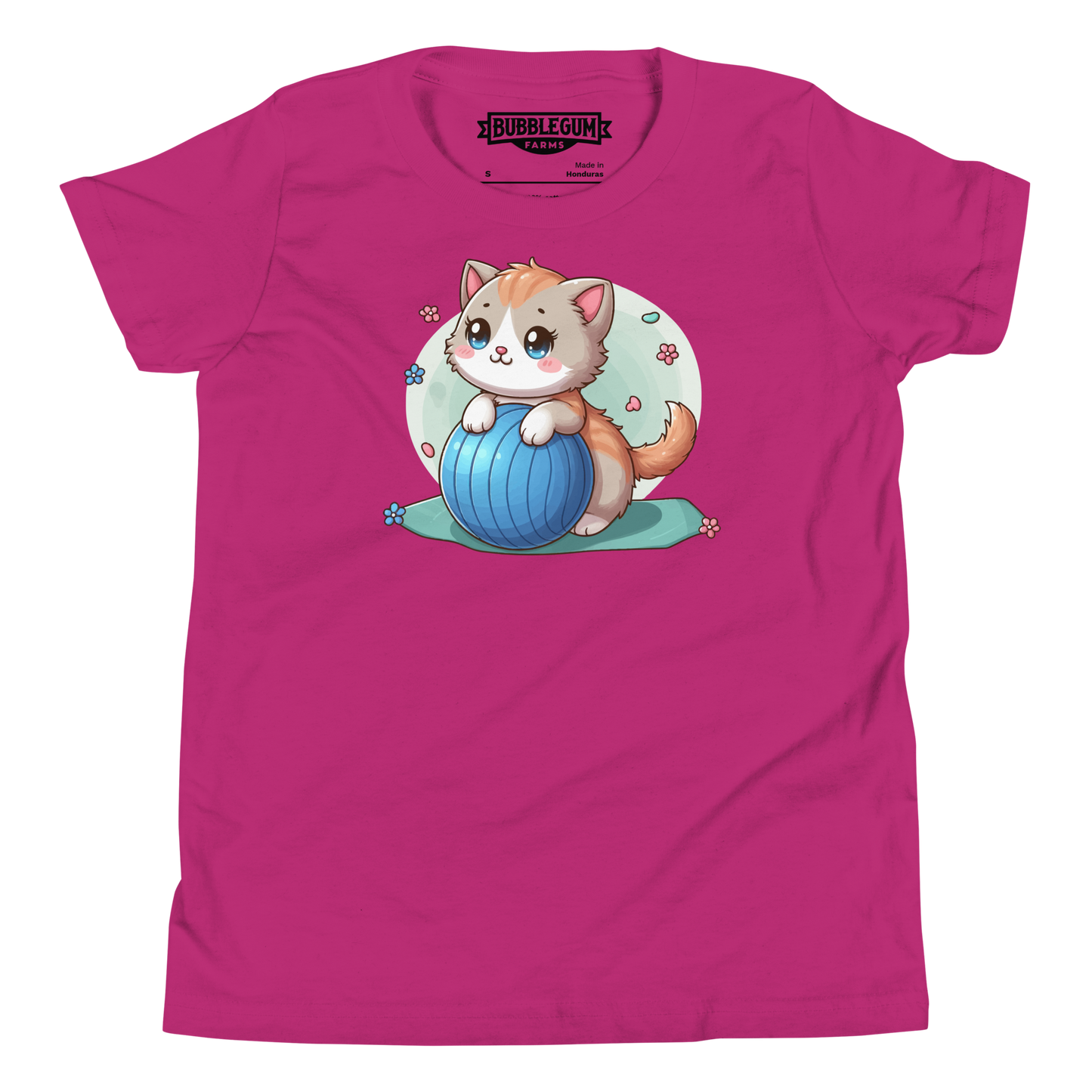 Brown Kitten on Blue Ball - Youth Staple Tee