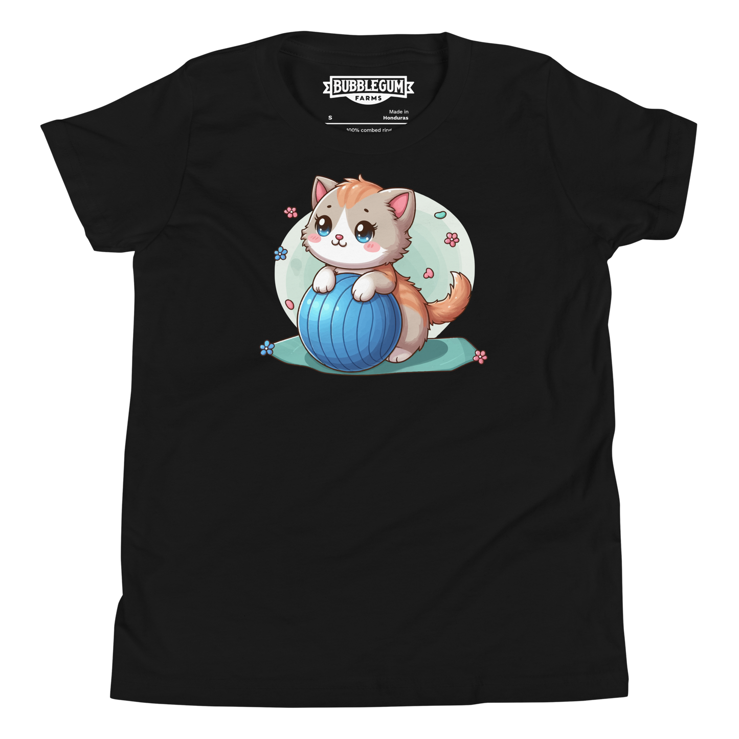 Brown Kitten on Blue Ball - Youth Staple Tee