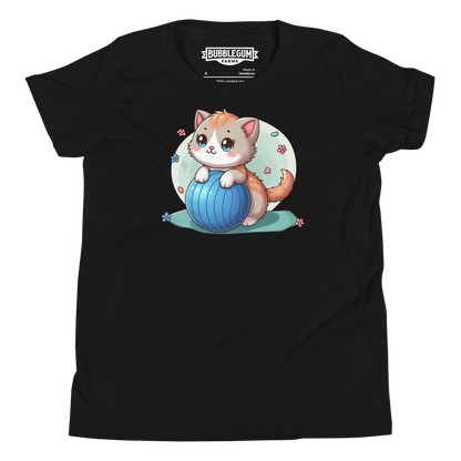 Brown Kitten on Blue Ball - Youth Staple Tee