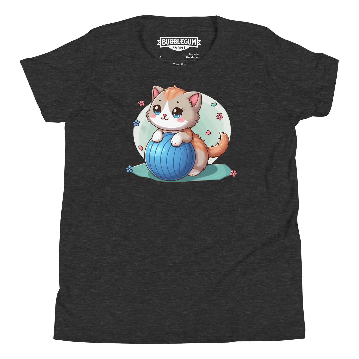 Brown Kitten on Blue Ball - Youth Staple Tee