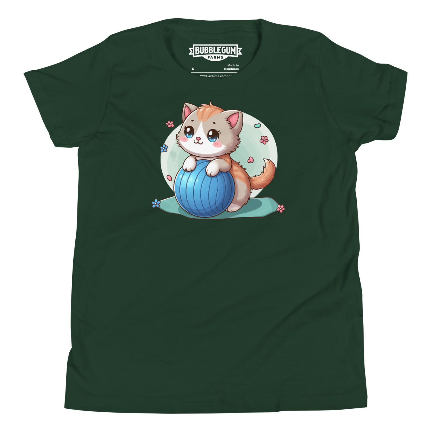 Brown Kitten on Blue Ball - Youth Staple Tee