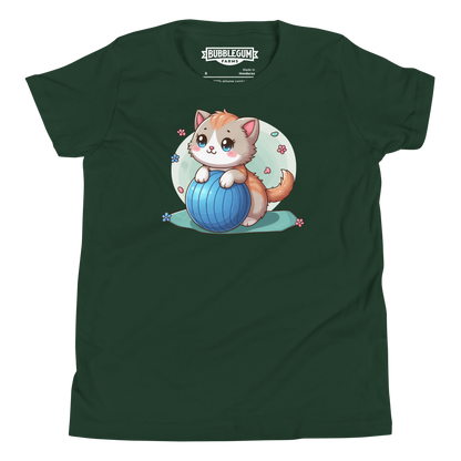 Brown Kitten on Blue Ball - Youth Staple Tee