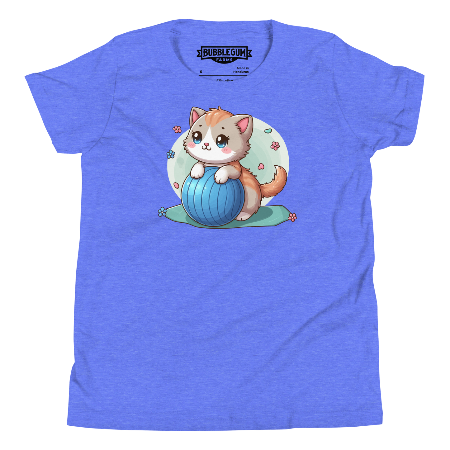 Brown Kitten on Blue Ball - Youth Staple Tee