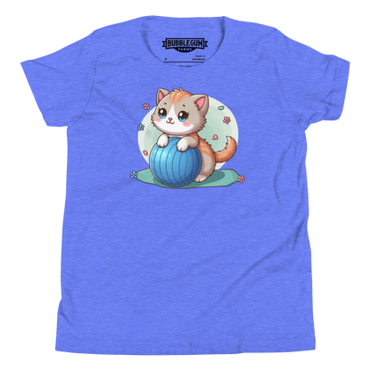 Brown Kitten on Blue Ball - Youth Staple Tee