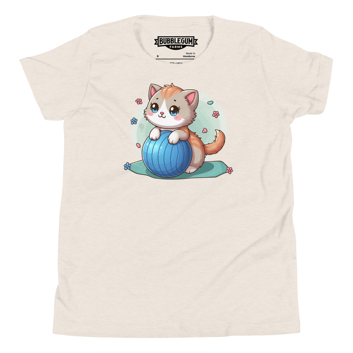 Brown Kitten on Blue Ball - Youth Staple Tee