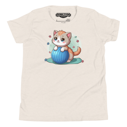 Brown Kitten on Blue Ball - Youth Staple Tee