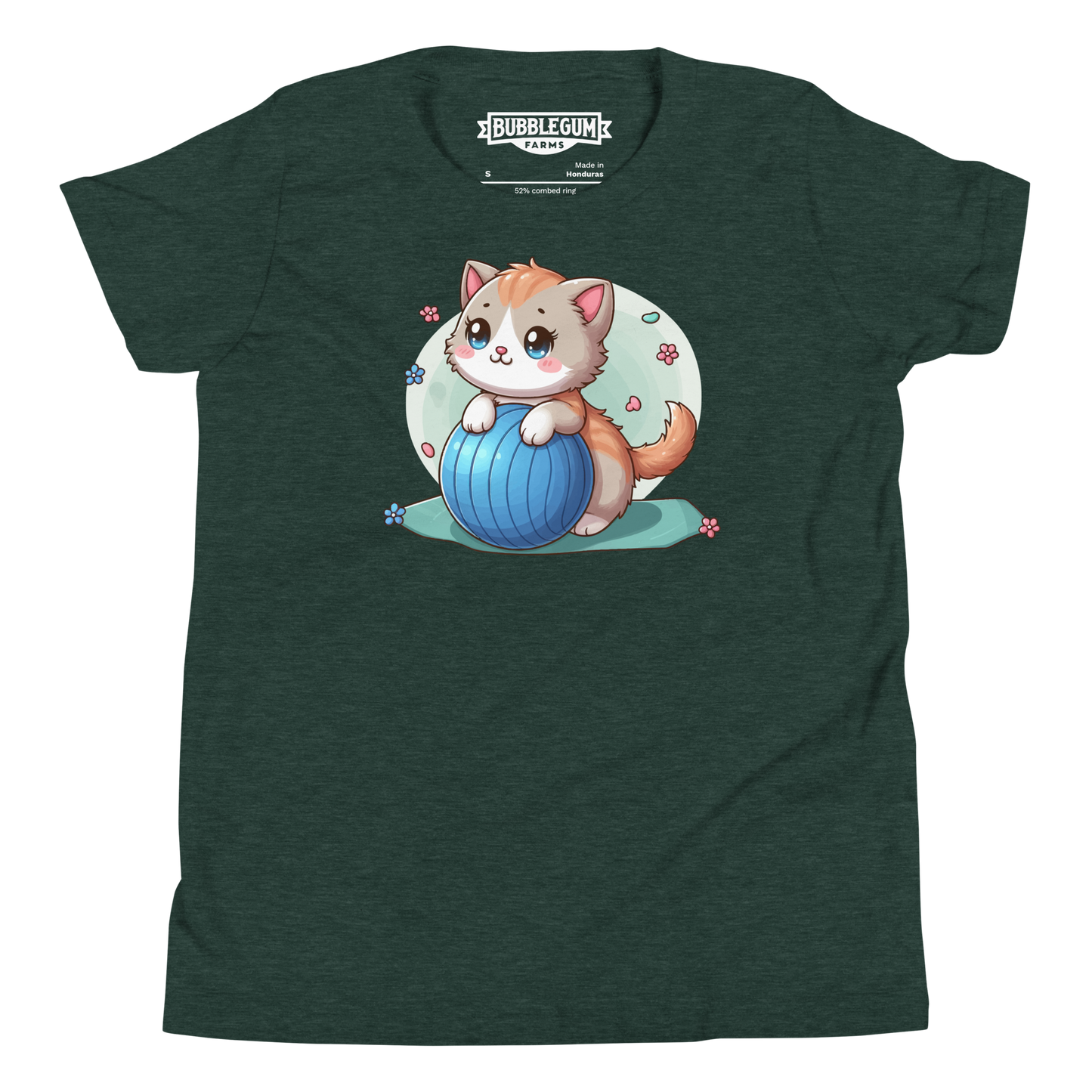 Brown Kitten on Blue Ball - Youth Staple Tee