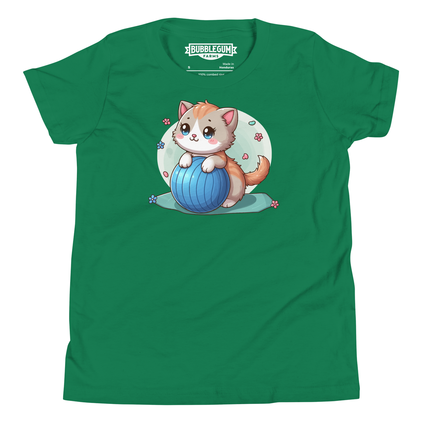 Brown Kitten on Blue Ball - Youth Staple Tee