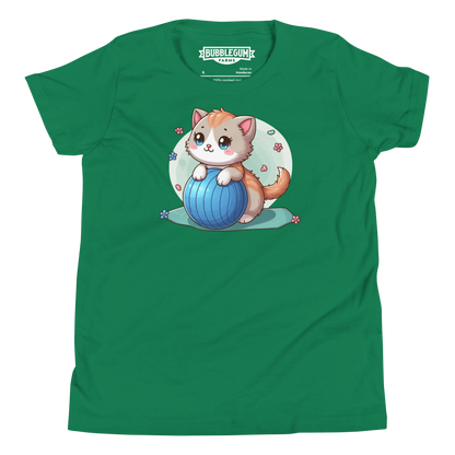 Brown Kitten on Blue Ball - Youth Staple Tee