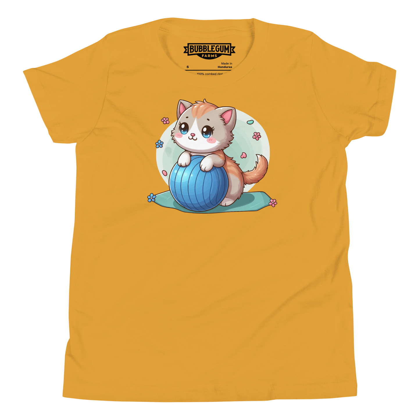 Brown Kitten on Blue Ball - Youth Staple Tee