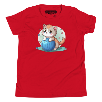 Brown Kitten on Blue Ball - Youth Staple Tee