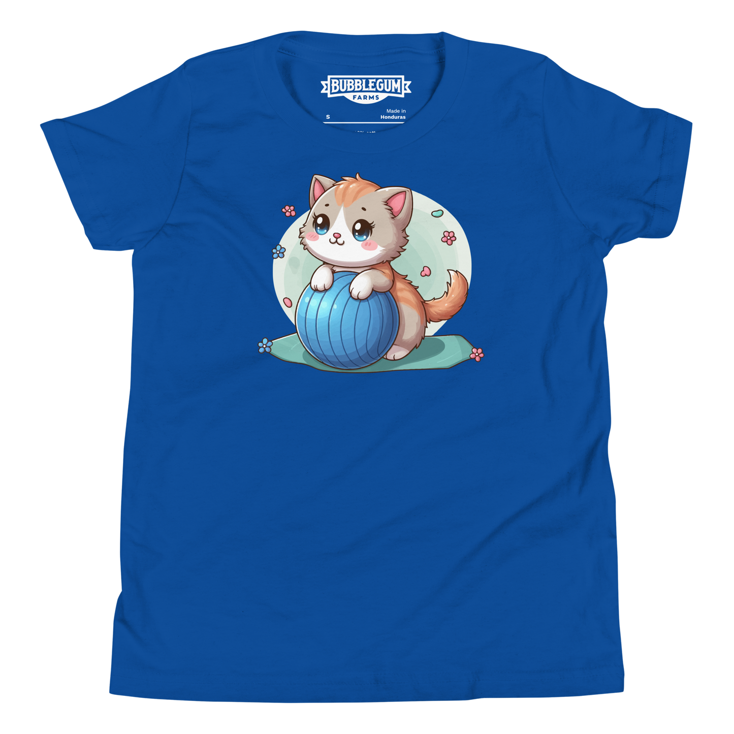 Brown Kitten on Blue Ball - Youth Staple Tee
