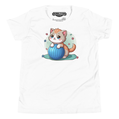 Brown Kitten on Blue Ball - Youth Staple Tee